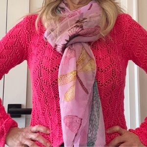 Pink Dragonfly Print Scarf
